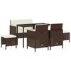 6 Piece Outdoor Dining Set with Cushions Brown Poly Rattan