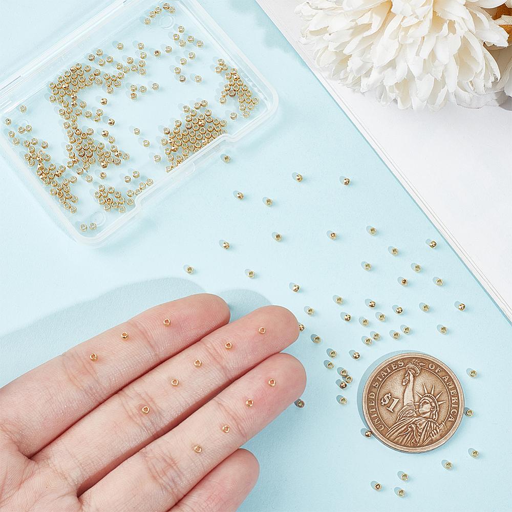 300Pcs 316 Surgical Stainless Steel Crimp Beads, Rondelle, Golden, 2x1.5mm, Hole: 1mm