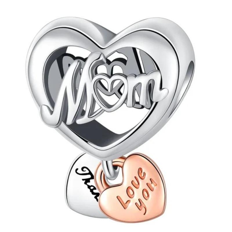 Nya Hjärtformade Berlocker Kopparblomma Evig Kärlek Pärlor Passar Originalarmband Halsband För Kvinnor DIY Smycken Gåva