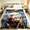 Christmas Theme Soft Blanket Personalized Custom Name Text Print Warm Blanket Home Sofa Bedroom Decor