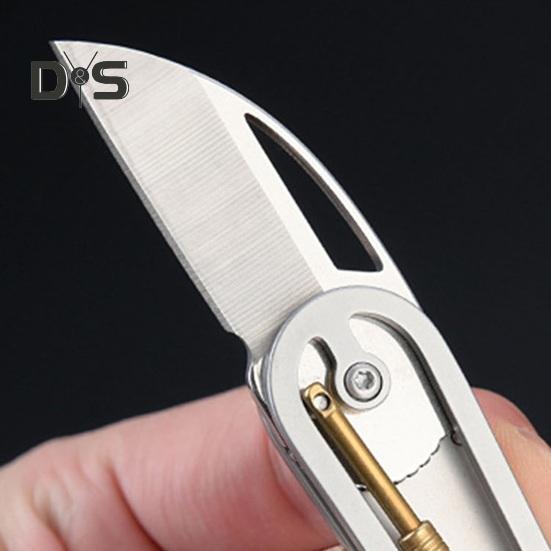 Stainless Steel Folding Cutter Heavy Duty Sharp Blade Pocket Size Cutter Packaging Mailing Box Opening Mini Portable Collapsible Cutting Tools