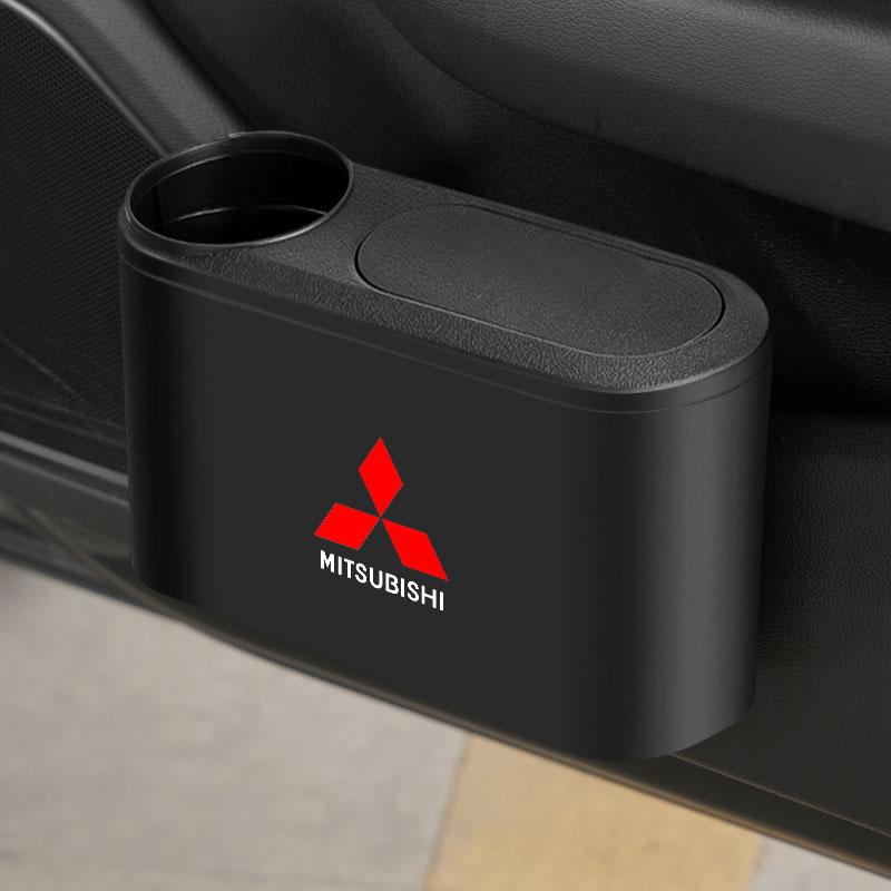 Portable Hanging Mini Car Trash Can Wastebasket Trash Can with Lid For Mitsubishi Outlander I200 Pajero Eclipse ASX Lancer Space Delica Ex