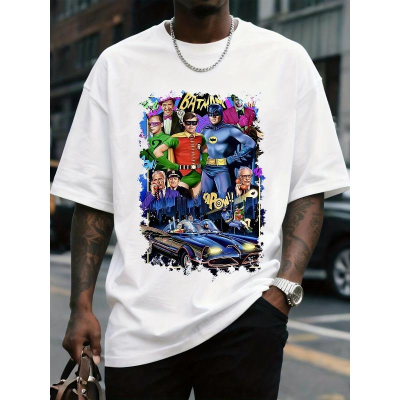 European sizes Justice League  Men's Funny Graphics Print T-Shirt, Casual Short Sleeve Shirt for Men, Machine-Washable Fabric