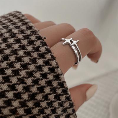 Copper Color Star Shape Ring Ideal For Women Zircon Cool Trendy Versatile Jewellery Girls Birthday Gift Adjustable