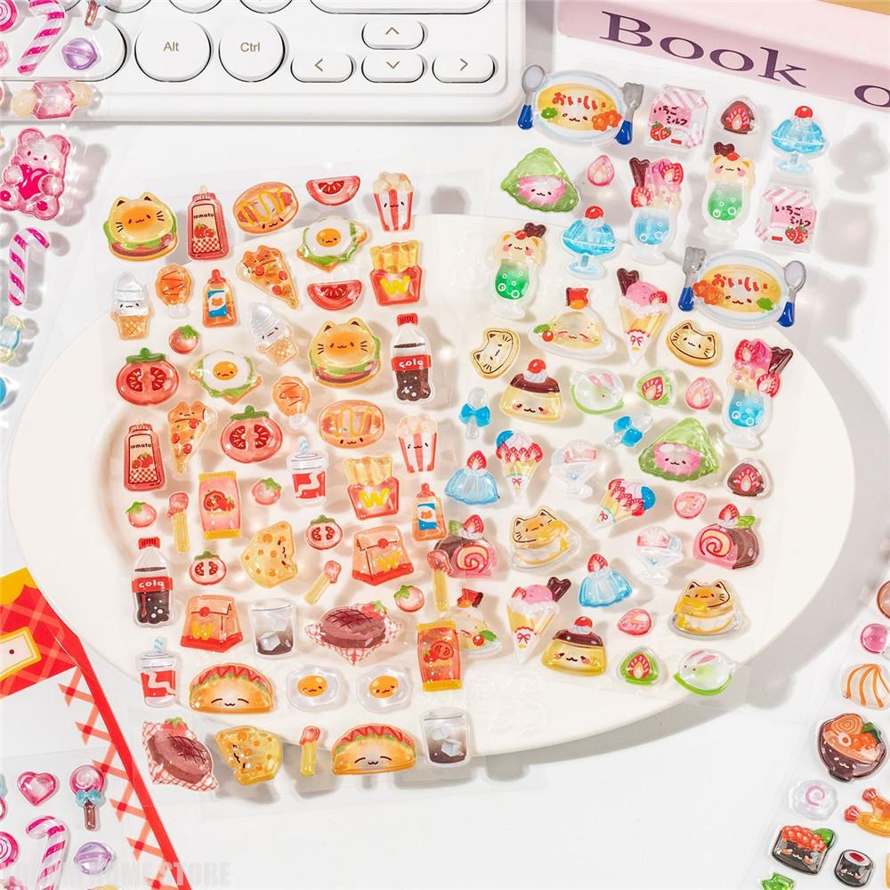 1/4pcs Cute 3D Sushi Candy Relief Stickers for Handmade Diy Scrapbooking Journaling Supplies