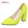Fashion Aphixta 2025 New 10cm Square Heels Pumps Women Shoes Patent Leather Sexy Wedding Party Official Leisure Super Big Szie 31-50