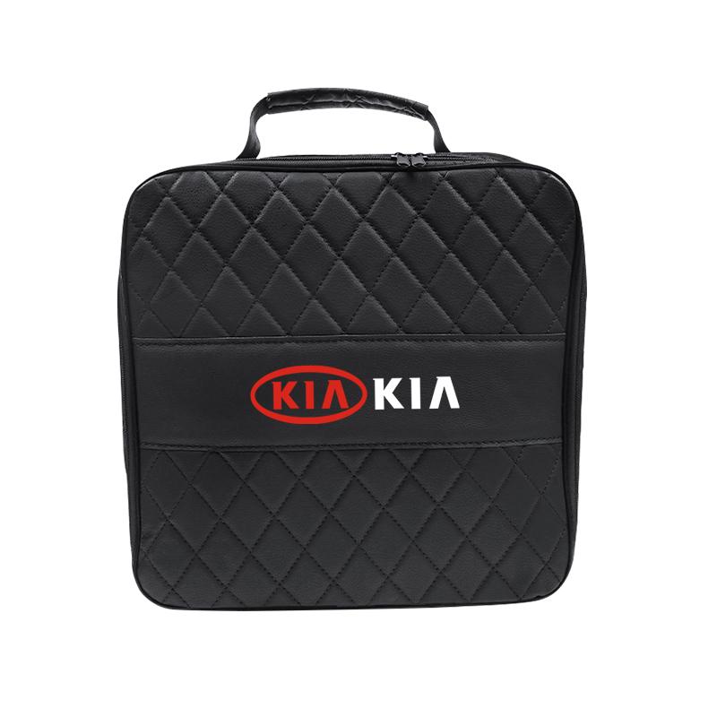 AQT2 Car Trunk Storage Bag Leather Charging Cable Sundries Organizer For KIA RIO K5 K9 Sorento Ceed Stinger Niro Soul EV6 EV9 Stonic