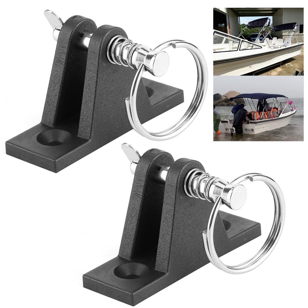 Pair Canopy Deck Hinge Boat Bimini Top Fitting W Quick Release Pin Plastic and Steel Marine Parts