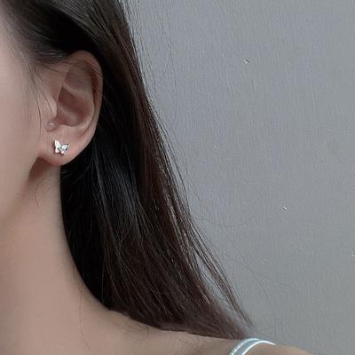 White Butterfly Series Stud Earring Necklace Small Simple High-end Texture Collarbone Chain