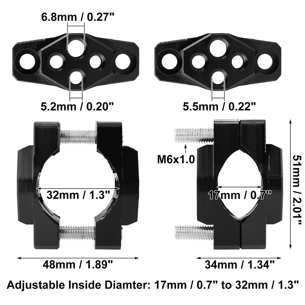 17 to 32mm Handlebar Clamp Mount Adjustable Rearview Mirror Extender Offroad Spotlight Bracket for Motorcycle Scooter