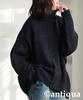 antiqua Boucle High Neck Knit One Size Black Women's Top, PN-00524, 05,