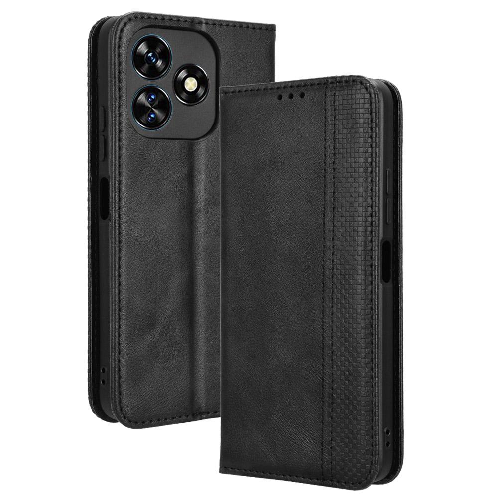 

Для Oukitel C51 Чехол Ретро PU Кожаный Кошелек Чехол для Телефона Подставка Black