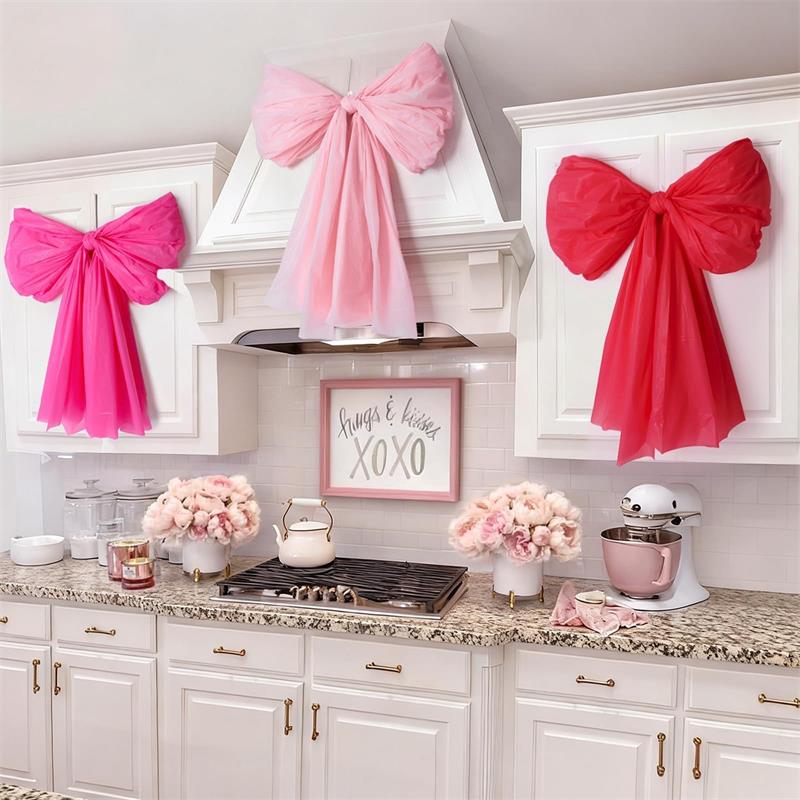 Valentines Day Decorations – 1/3 Pack DIY Giant Wall Bows, Hanging Valentine & Galentines Bow Decor – Cute Pink Red Large Bows for Door, Window