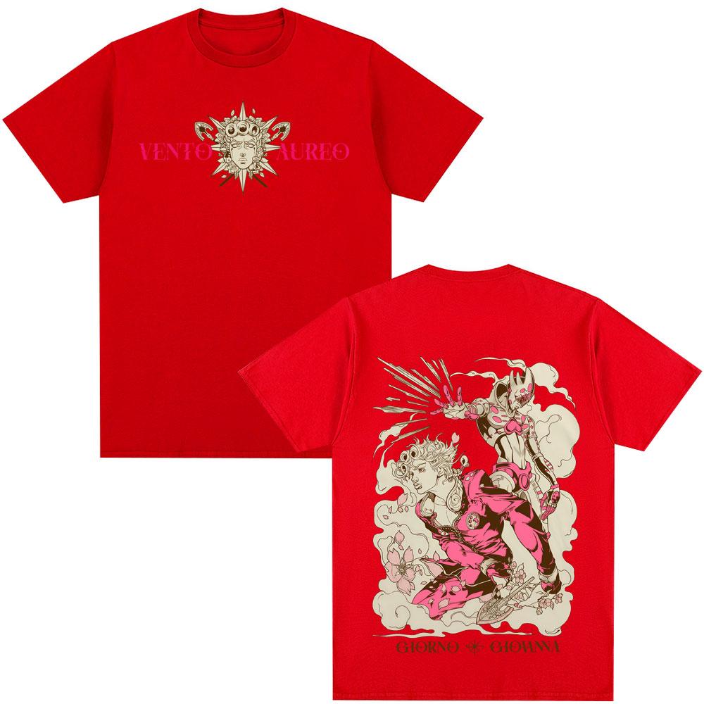 T-shirt Anime Jojo's Bizarre Adventure Giorno Giovanna Magliette Grafiche Manga Uomo Donna Abbigliamento Cotone Casual Magliette Oversize