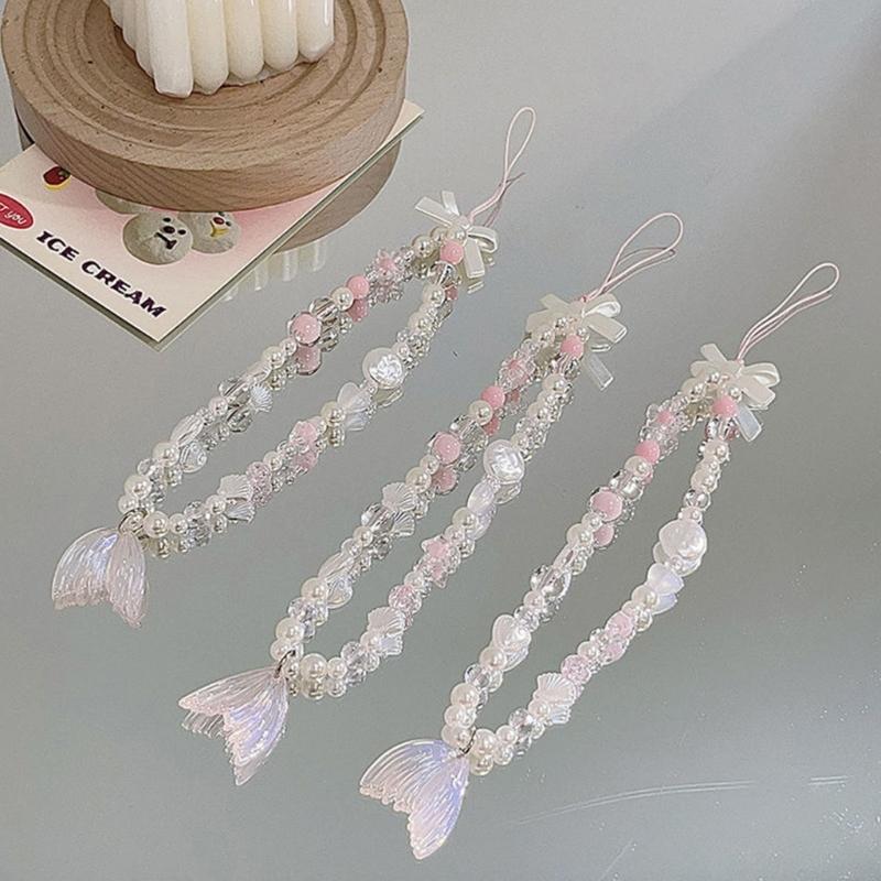 Aesthetic Phone Wrist Strap Beaded Phone Lanyard Bracelet Keychain Phone String Phone Charms Phone Decoration Accessory