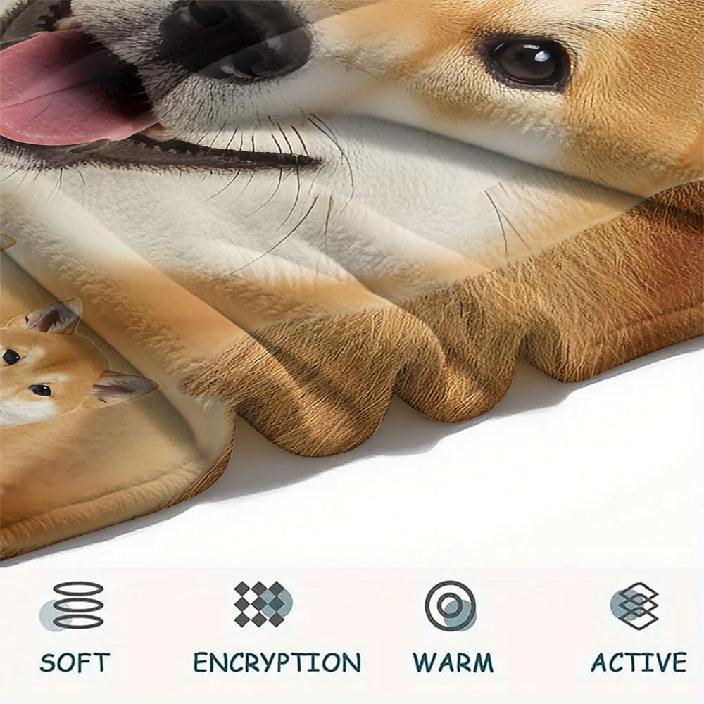 1 Stück Shiba Inu Bullterrier Druck Flanelldecke, Hohe Qualität, Bequem für alle Jahreszeiten, Heimdekoration, Wärme und Komfort, Perfekt für Geschenke