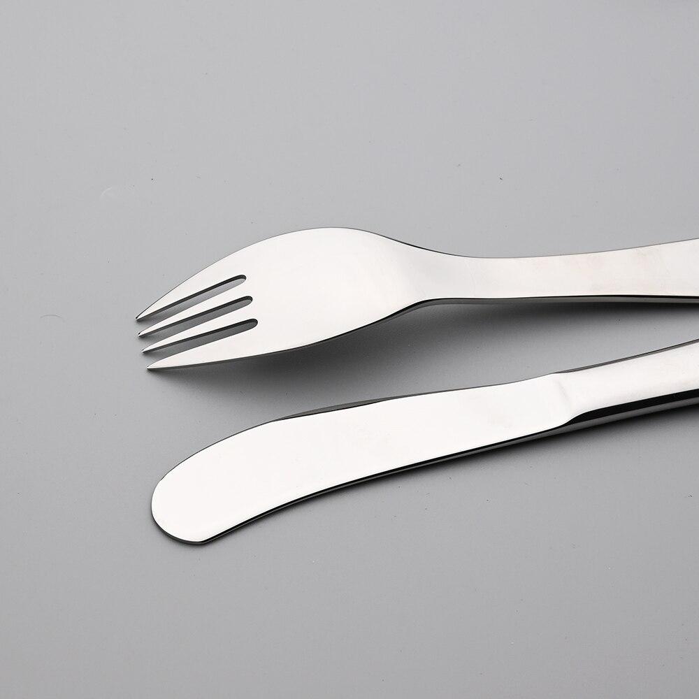 4 stk Sølv Bestikk Spiseskje Matingsgaffel Kniv Redskapssett 304 Rustfritt Stål Lære Spise Panda Mønster Servise