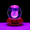 Festive LED Pumpkin Decoration Halloween Crystal Ball Night Light for Kids 3D Charming Decor Lighting with Resin Base Globes Lamp Indoor Bedroom Home