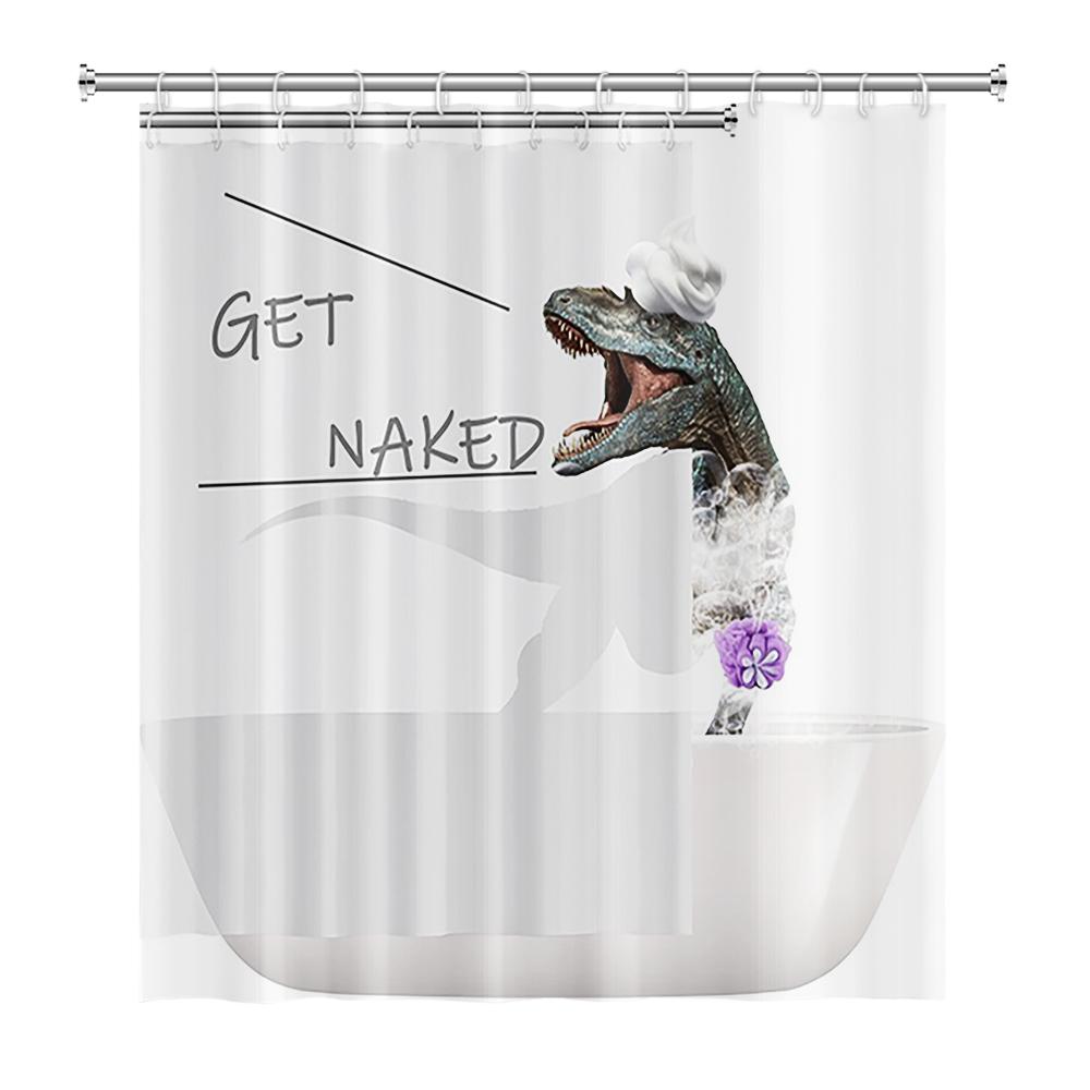 Cute Dinosaur Funny Animal Shower Curtains Bathroom Bathtub Decoration Waterproof Polyester Bath Curtain Home Decor with Hooks