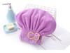 Coral Velvet Bowknot Princess Shower Cap - Soft, Water-Absorbing High-Density Hair Drying Hat