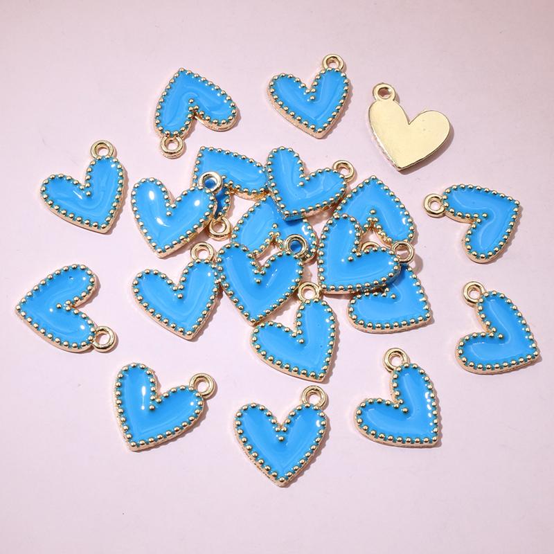 30pcs 15x13mm Enamel Heart Charms Pendant Alloy Metal DIY Jewelry Making Accessories for Earrings Bracelet Necklace Findings