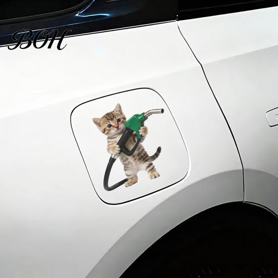 Automotive Fuel Cap Sticker Fun Sticker, Cute Dog Cat Mouse Car Waterproof Self Adhesive Animal Decal for Cars Windows Tailgate
