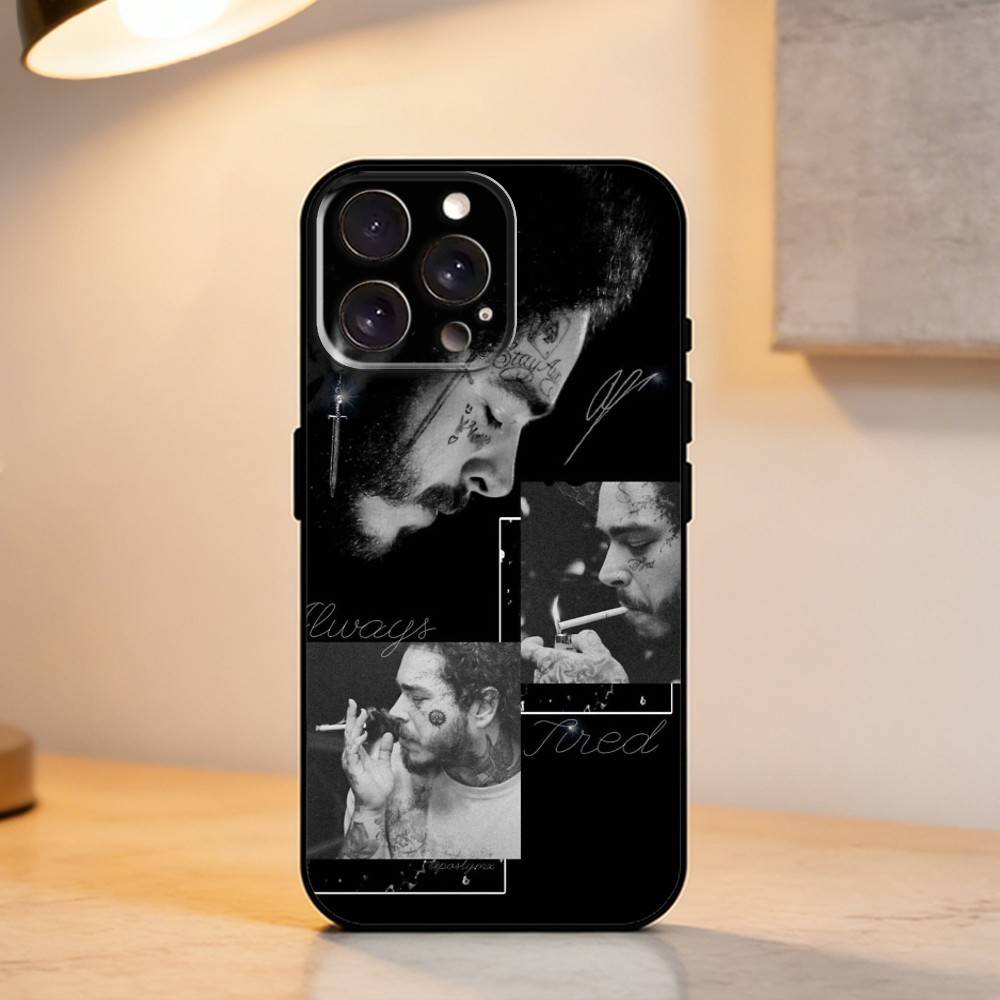King P-Post M-Malone Phone Case For iPhone 17,16,15,14,13,12,11 Plus,Pro Max,XS,Soft Silicone Black Cover