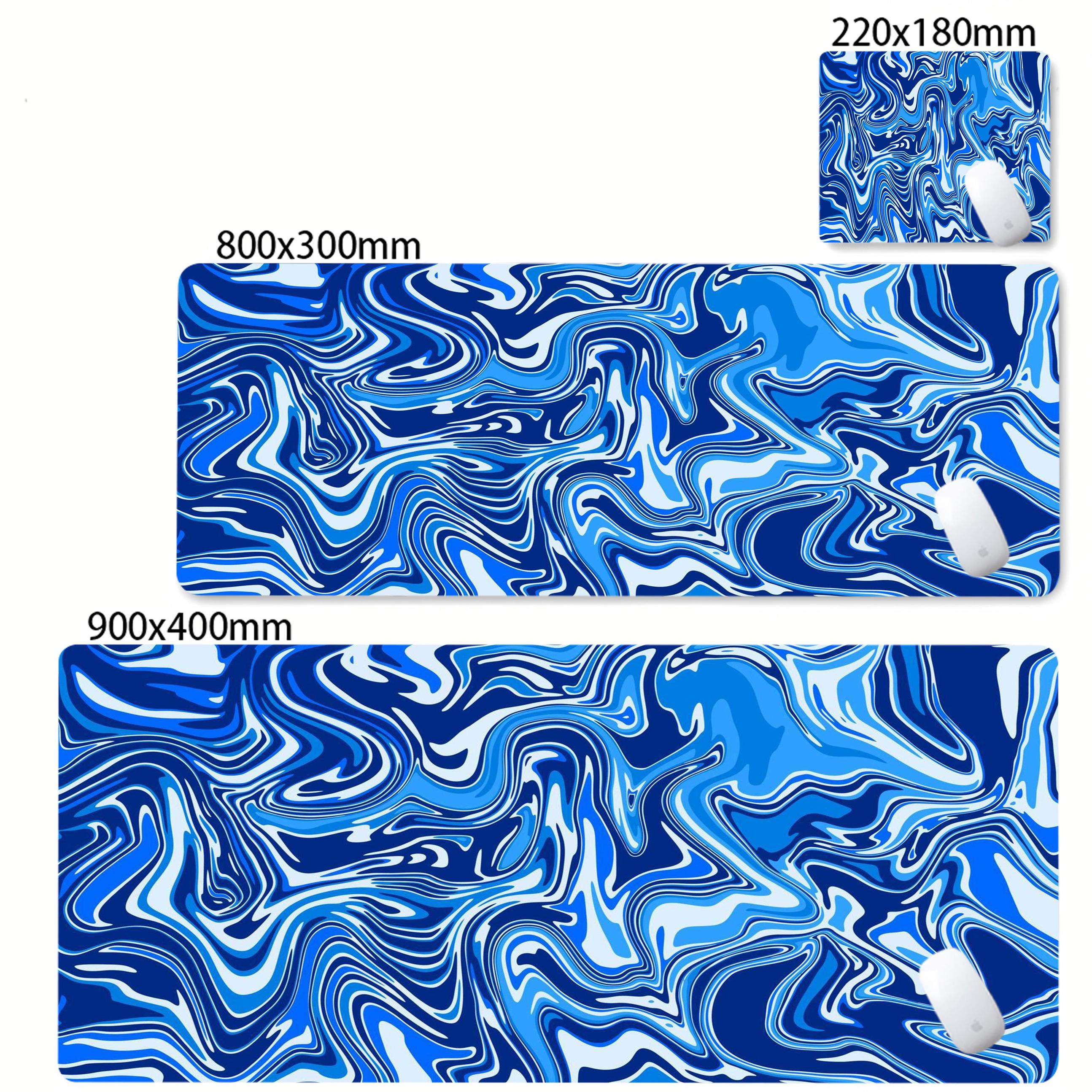 Extra Large Rubber Esports Mouse Pad Blue and Black Marble Swirl Texture Abstract Orange Liquid Art Laptop Xcm Desk Mat 300X800X2MM
