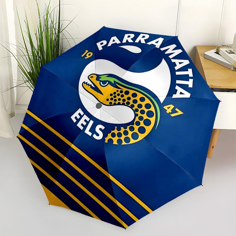Parramatta Eels, Rugby League Automatic Opening and Closing, 8 rib Structure Portable Umbrella, Suitable for Men and Women in All Seasons P