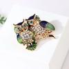Trendy Double Owl Brooches Rhinestone Brooch Badge Pin Bird Animal Party Casual Suit Decoration Badge For Women Corsage Gifts