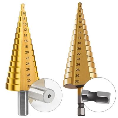 Forets étagés en acier HSS revêtus de titane 3-12 mm, 4-12 mm, 4-20 mm, cône étagé, outils de coupe pour acier, bois, métal, ensemble de perçage électrique