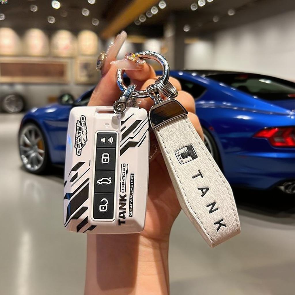 Fob Smart Key Protective Accessories Car ABS & Silicone Key Case Cover Buckle Chain For Great Wall GWM WEY TANK 300 500 Tank300