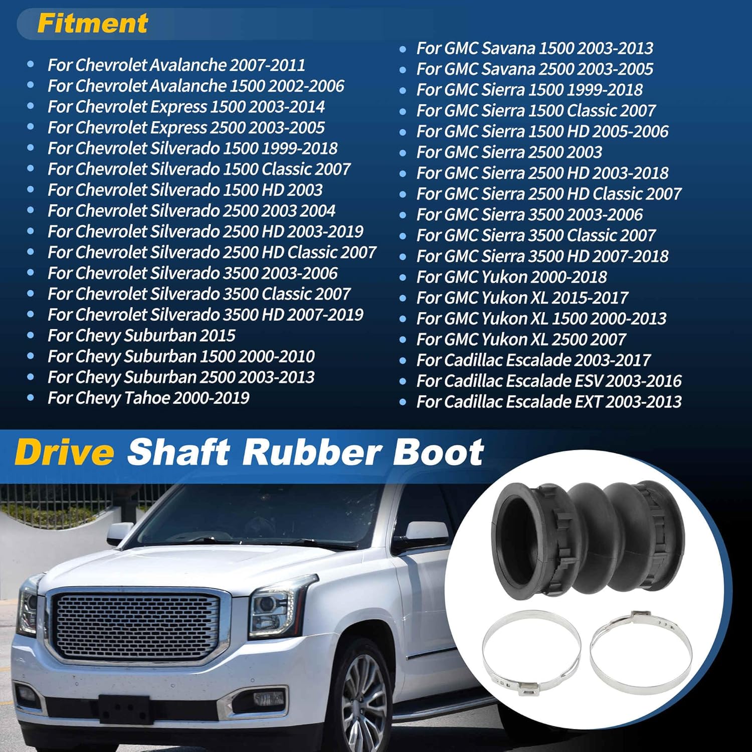 Drive Shaft Boot for Cadillac Escalade, for GMC Savana 1500 2500 Sierra 1500 2500 3500 Yukon, for Chevy Avalanche Express Suburban Silverado 1500