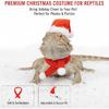 Reptile Christmas Costume: Bearded Dragon Santa Hat & Scarf Set with Adjustable Chin Strap for Lizards, Ferrets