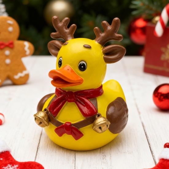 Vánoční kachní figurka Santa Claus Sob Elf Sněhulák Kachní socha Pryskyřičná zvířecí socha Vánoční sváteční párty Stolní dekorace Ozdoba