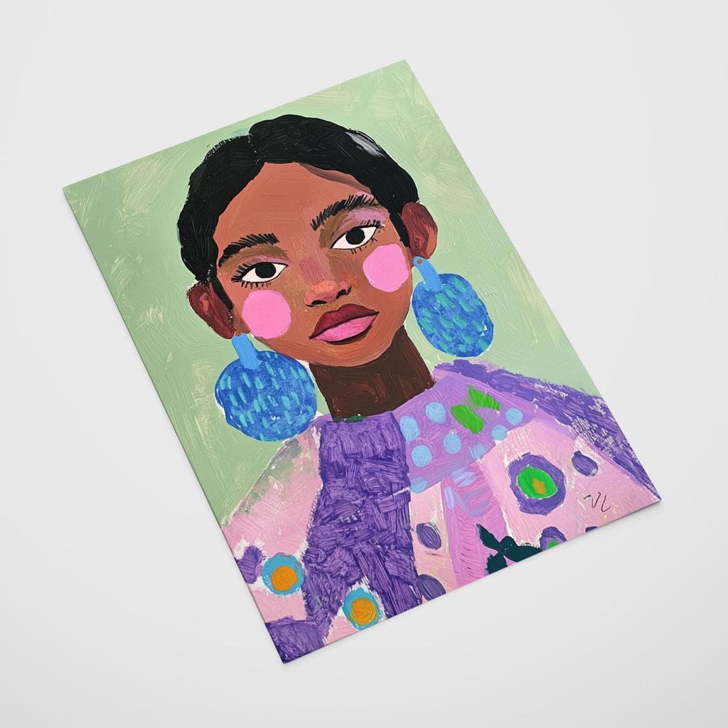 Poster Illustration Blue Earrings
