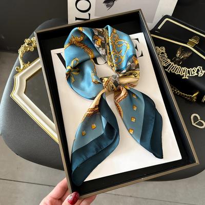 Luxuriöser quadratischer Seidenschal für Frauen, Hijab, Haarbänder, Halstuch, weiblicher Satinschal, Band, Stirnband, modische Wraps, Bandana