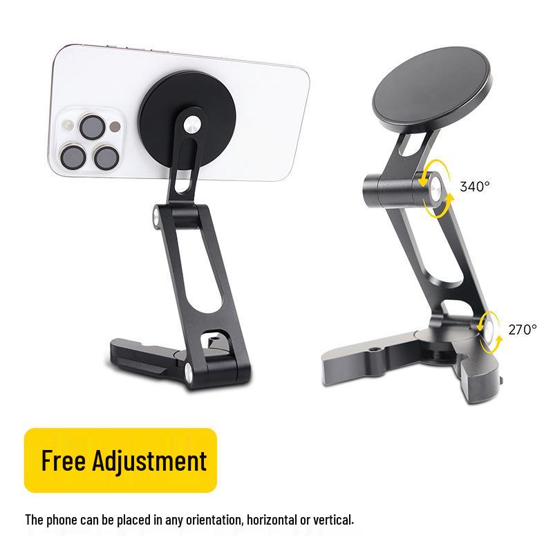 Dual-Sided Magnetic Phone Holder: Aluminum Alloy Multi-Functional Desk & Gym Tripod