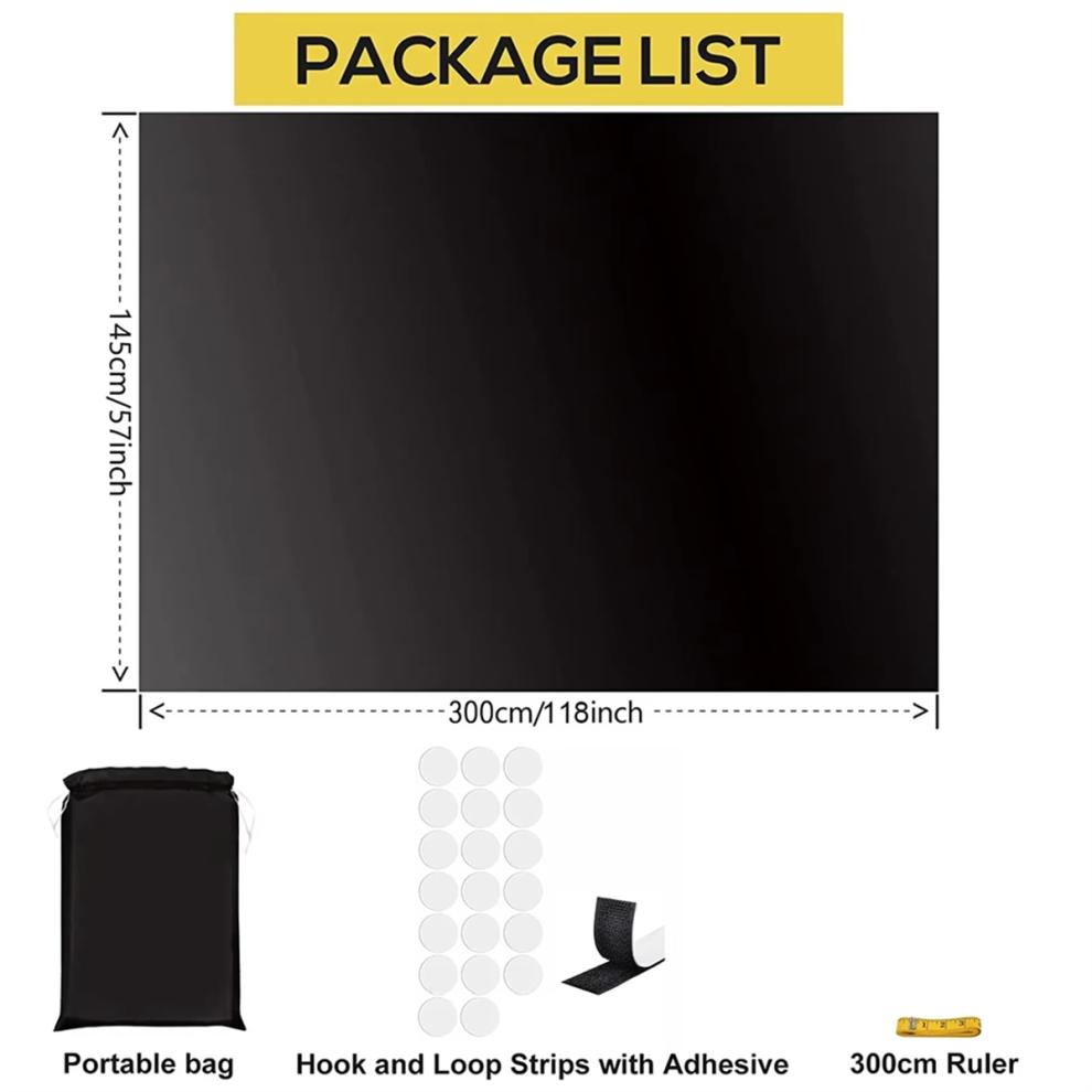 Portable Blackout Shades Film No Drill Travel Blinds 145 X 300cm