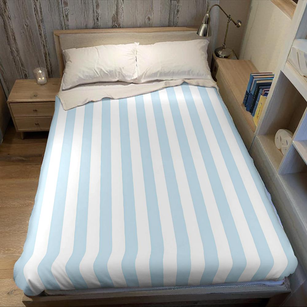 Light Blue and White Vertical Stripes Flannel Blanket Warm Soft Halloween Christmas Couch Warm Cozy Decorative for All Season