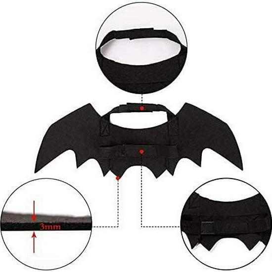 Pet Halloween Costume: Cat/Dog Bat Wings Harness, Black, European & American Style
