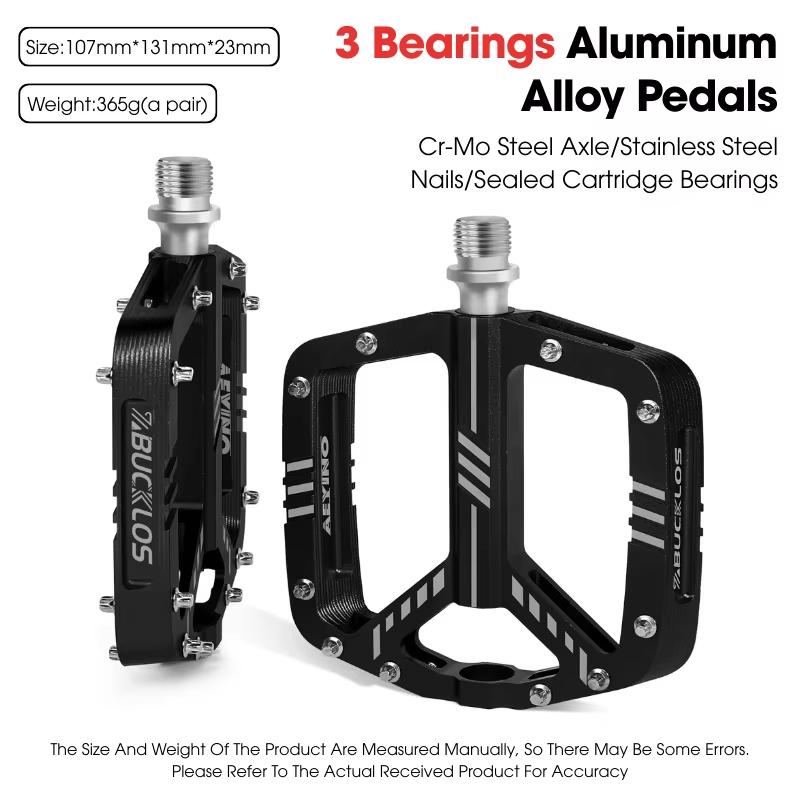 BUCKLOS Bicycle Pedal Sealed 3 Bearing Bike Pedals CNC Aluminum Alloy Anti-slip MTB Road Bike Wide Platform Pedal Cycling Parts Pedal чёрный