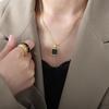 Hong Kong Retro Square Pendant Necklace: 18K Gold Titanium Steel, Elegant Niche Jewelry