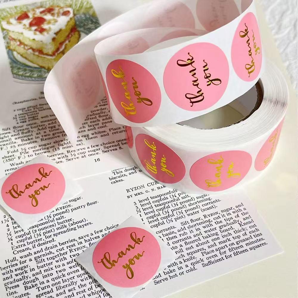 500 Gold Foil Thank You Stickers, Gift Packaging Seals, Handmade Baking Labels, Envelope Decorations (Roll of 500 Sheets).