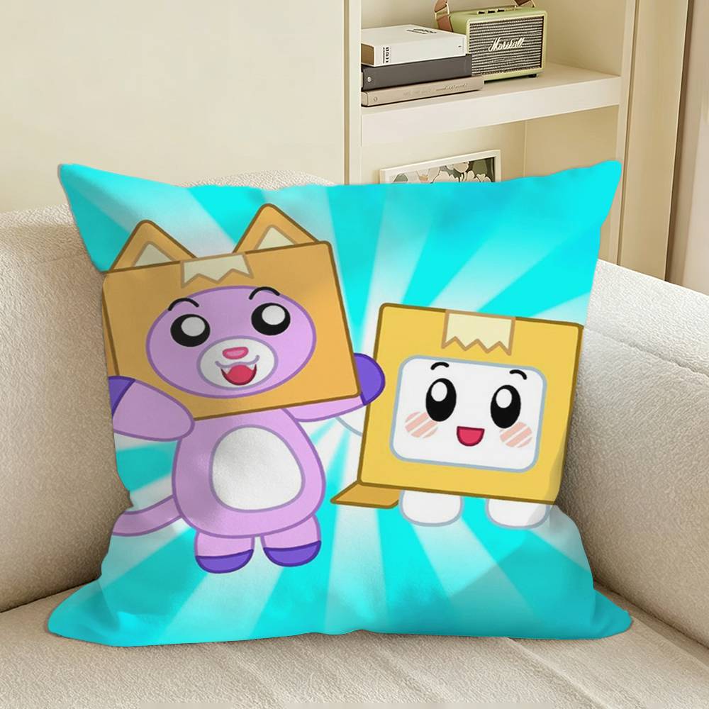 Cute Fox and BOX LLankyBox Square Sofa Pillow Cover Solid Color Living Room Home Decor Cushion Case
