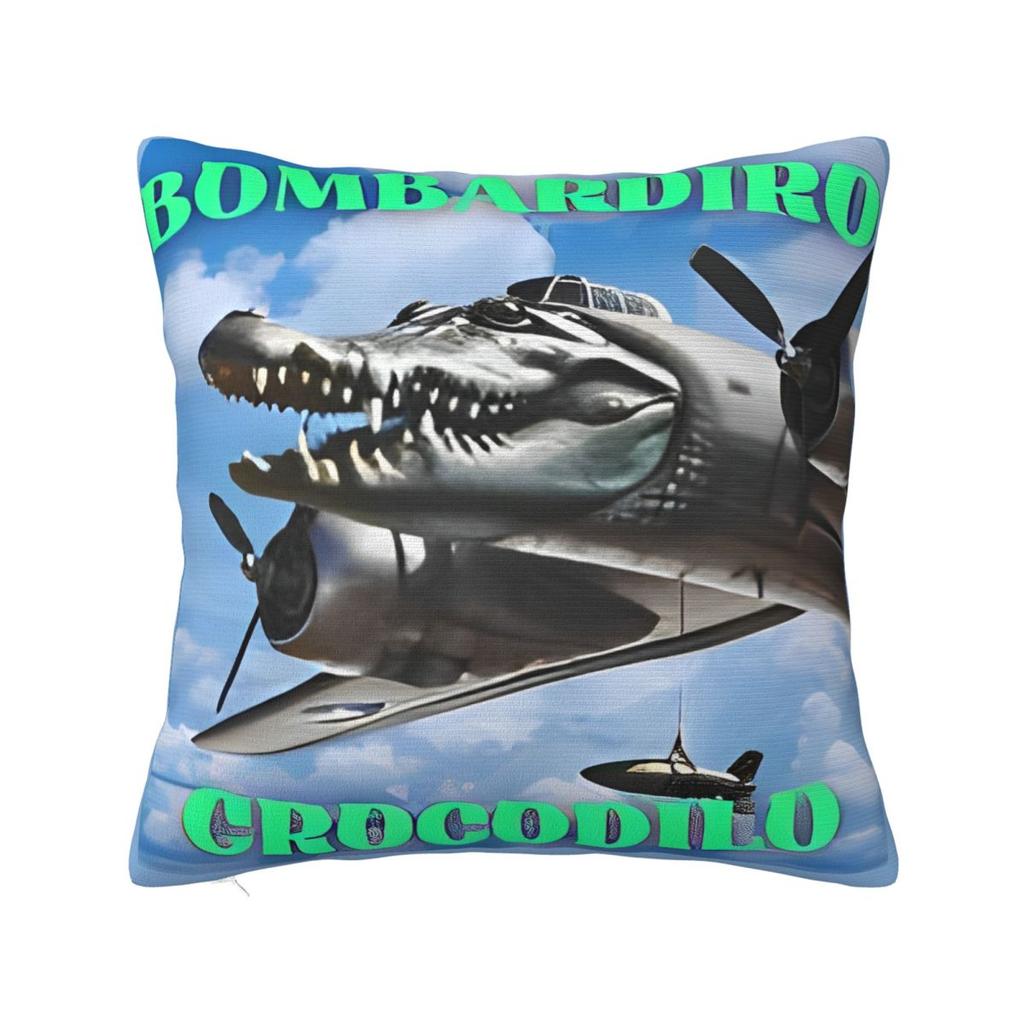 Brr Brr Patapim Italian Brainrot Pillowcase Polyester Cushion Cover Decor Meme Throw Pillow Case Cover Home Square 40X40cm