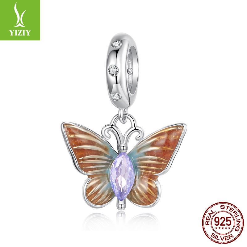 Mori Small Fresh S925 Sterling Silver Butterfly Pendant Charm Smart Insect Diy Beaded Accessories