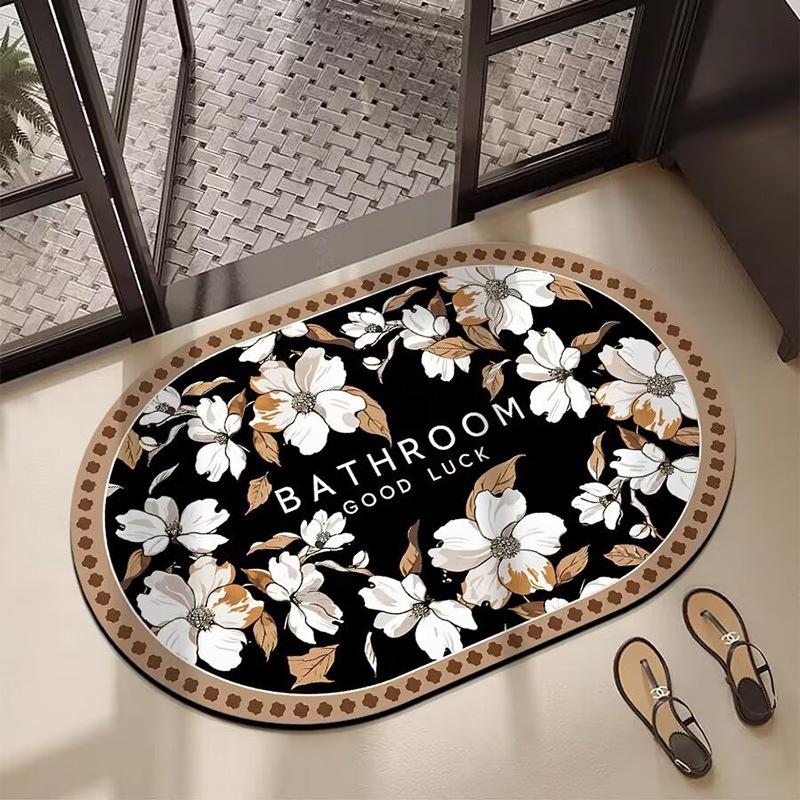 Nordic Style Flower Diatom Mud Floor Mat Shower Room Non-Slip And Dirt-Resistant Absorbent Floor Mat Bathroom Easy To Take Care Of Floor Mat