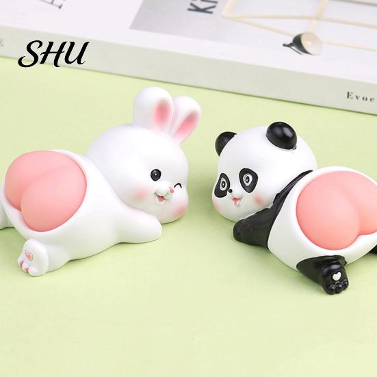 Squeezing Animals Toys Cartoon Figurine Cute Panda Rabbit Piggy Kitten Landscaping Doll Soft Butt Decompression Toy Resin Animal Figure Model Ornament