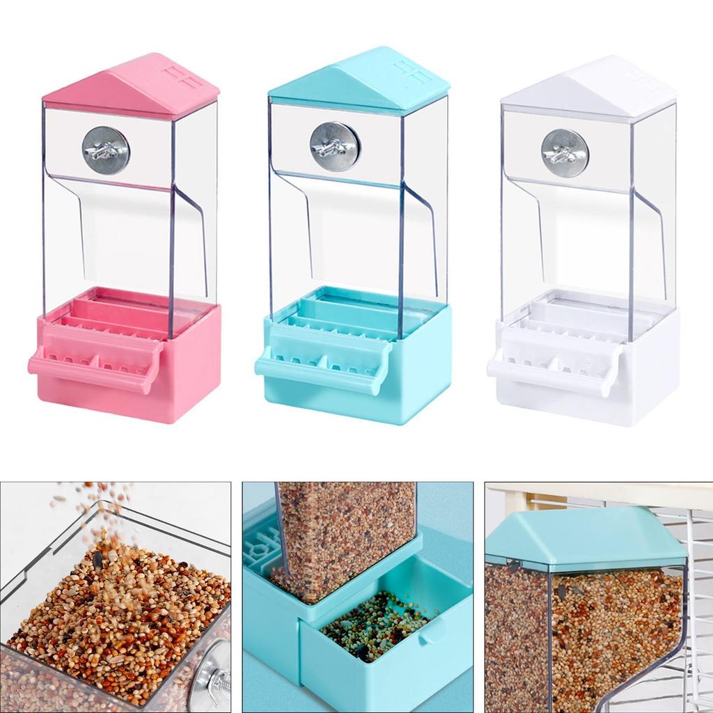 Automatic Bird Feeder No Mess with Perch Sturdy No Mess Bird Feeder for Canary Cockatiel Canaries Parakeet Small to Medium Birds